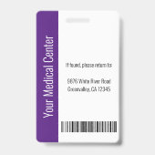 Paarse Ziekenhuisarts Foto ID Badge (Back)