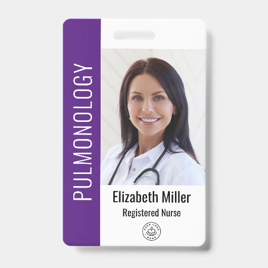 Paarse Ziekenhuisarts Foto ID Badge (Front)