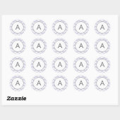 Paarse Zig Zag Chevron Patroon Monogram Ronde Sticker (Vel)