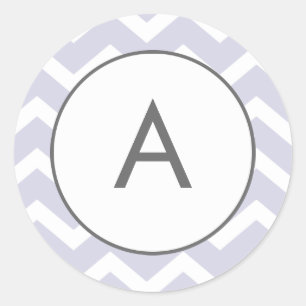 Paarse Zig Zag Chevron Patroon Monogram Ronde Sticker