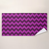 Paarse Zig Zag Glitter Badhanddoek (Badhanddoek)