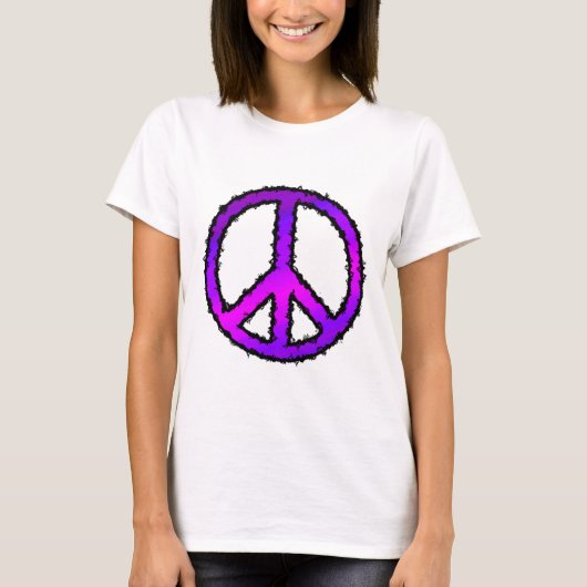 Paarse Zig Zag Vredesteken T-shirt (Voorkant)