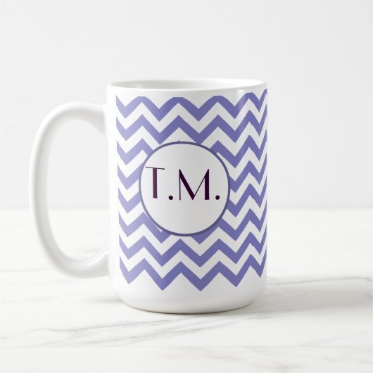 Paarse Zigzag Monogrammen Koffiemok (Links)