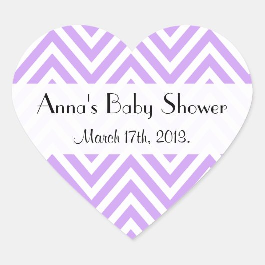 Paarse Zigzag, Paarse Chevron, Baby shower Hart Sticker (Voorkant)