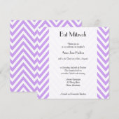 Paarse Zigzag, Paarse Chevron, Bat Mitzvah Kaart (Voorkant / Achterkant)