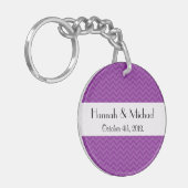 Paarse zigzag, Paarse chevron, bruiloft Sleutelhanger (Voorkant Links)