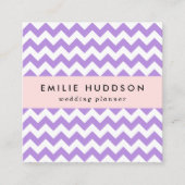 Paarse zigzag, Paarse chevron, geometrisch patroon Vierkante Visitekaartje (Voorkant)