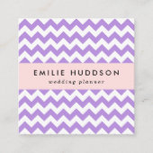 Paarse zigzag, Paarse chevron, geometrisch patroon Vierkante Visitekaartje (Voorkant)