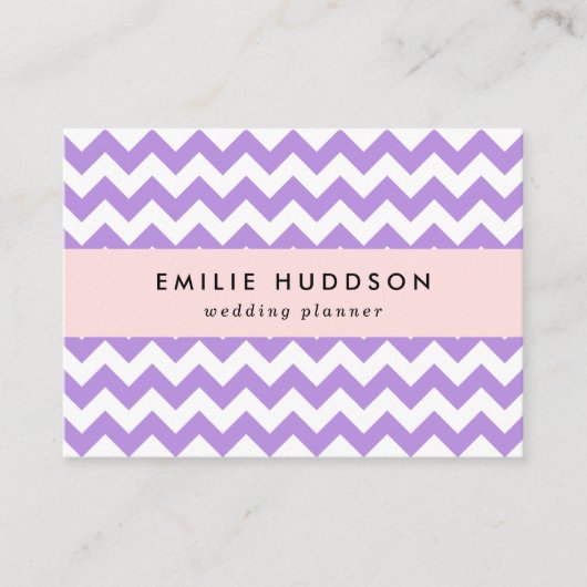 Paarse zigzag, Paarse chevron, geometrisch patroon Visitekaartje (Voorkant)
