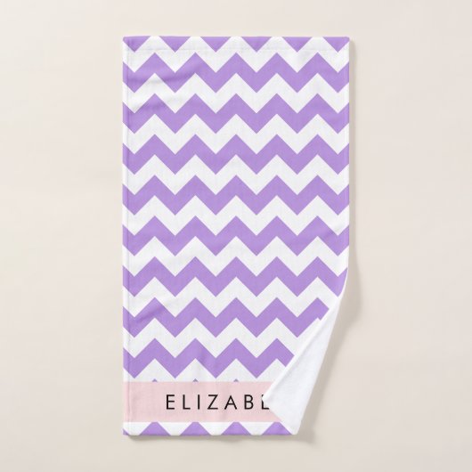 Paarse zigzag, Paarse Chevron, Jouw naam Bad Handdoek (Handdoek)