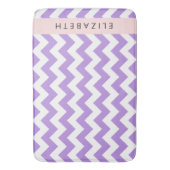 Paarse zigzag, Paarse Chevron, Jouw naam Badmat (Voorkant Verticaal)