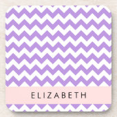 Paarse zigzag, Paarse Chevron, Jouw naam Bier Onderzetter (Voorkant)