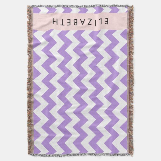 Paarse zigzag, Paarse Chevron, Jouw naam Deken (Voorkant Verticaal)