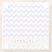 Paarse zigzag, Paarse Chevron, Jouw naam Glazen Onderzetter (Achterkant)