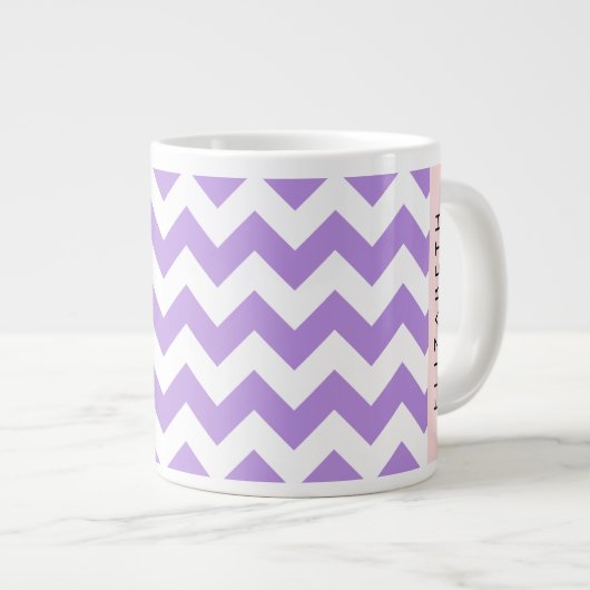 Paarse zigzag, Paarse Chevron, Jouw naam Grote Koffiekop (Voorkant rechts)