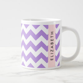 Paarse zigzag, Paarse Chevron, Jouw naam Grote Koffiekop
