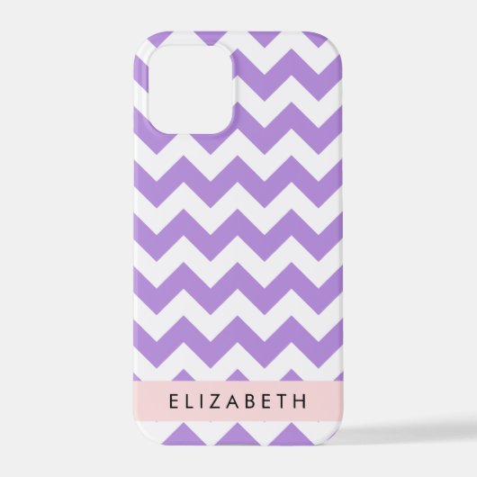 Paarse zigzag, Paarse Chevron, Jouw naam iPhone Hoesje (Achterkant)