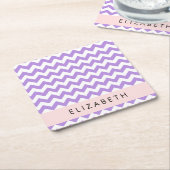 Paarse zigzag, Paarse Chevron, Jouw naam Kartonnen Onderzetters (Schuin)