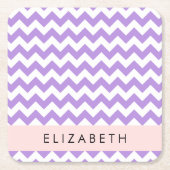 Paarse zigzag, Paarse Chevron, Jouw naam Kartonnen Onderzetters (Voorkant)
