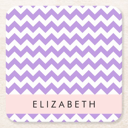 Paarse zigzag, Paarse Chevron, Jouw naam Kartonnen Onderzetters (Voorkant)