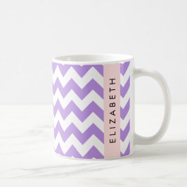 Paarse zigzag, Paarse Chevron, Jouw naam Koffiemok
