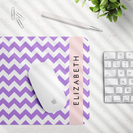 Paarse zigzag, Paarse Chevron, Jouw naam Muismat