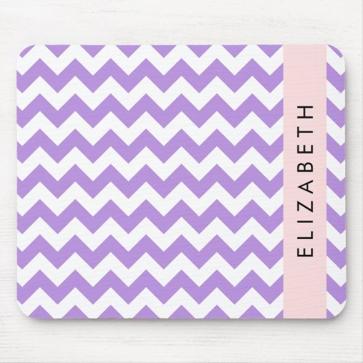 Paarse zigzag, Paarse Chevron, Jouw naam Muismat (Voorkant)