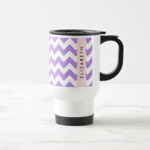 Paarse zigzag, Paarse Chevron, Jouw naam Reisbeker