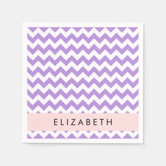 Paarse zigzag, Paarse Chevron, Jouw naam Servet (Voorkant)