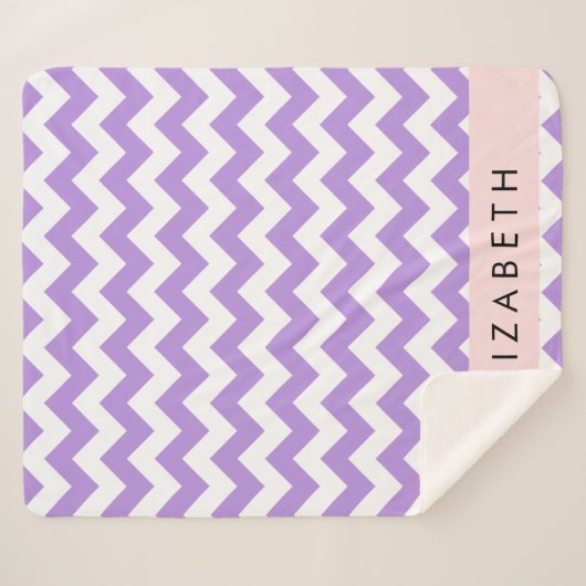 Paarse zigzag, Paarse Chevron, Jouw naam Sherpa Deken (Voorkant (horizontaal))