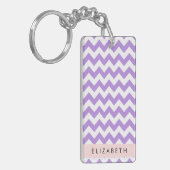 Paarse zigzag, Paarse Chevron, Jouw naam Sleutelhanger (Voorkant Links)