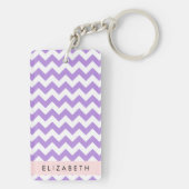 Paarse zigzag, Paarse Chevron, Jouw naam Sleutelhanger (achterkant)