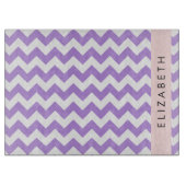 Paarse zigzag, Paarse Chevron, Jouw naam Snijplank (Voorkant)