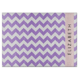 Paarse zigzag, Paarse Chevron, Jouw naam Snijplank
