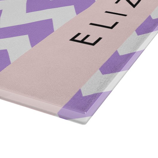 Paarse zigzag, Paarse Chevron, Jouw naam Snijplank (Hoek)