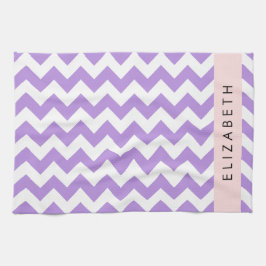 Paarse zigzag, Paarse Chevron, Jouw naam Theedoek