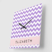 Paarse zigzag, Paarse Chevron, Jouw naam Vierkante Klok (Hoek)