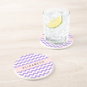 Paarse zigzag, Paarse Chevron, Jouw naam Zandsteen Onderzetter (Zijkant)