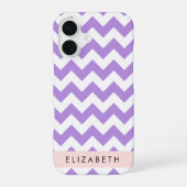 Paarse Zigzag, Paarse Chevron, Uw Naam iPhone 16 Hoesje (Achterkant)
