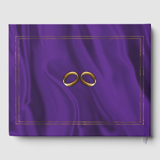 Paarse zijde en gouden bruiloft gastenboek (Achterkant)