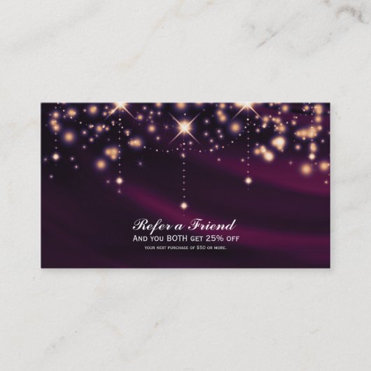 Paarse Zijde en gouden Zalon Verwijs een vriend Aanbevelingskaartje (Voorkant)