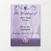 Paarse zijde en Paarse Folie en parels, diamant Tr Drieluik Uitnodiging (Cover)