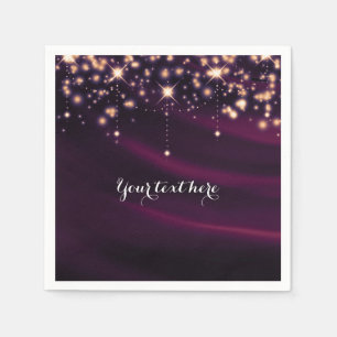 Paarse Zijde & Gouden Glitters Elegant Glam Feest Servetten
