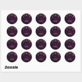 Paarse Zijde & Gouden Sparkle Glam Feestgunst Ronde Sticker (Vel)