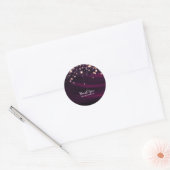 Paarse Zijde & Gouden Sparkle Glam Feestgunst Ronde Sticker (Envelop)