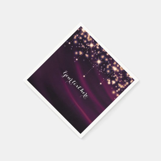 Paarse Zijde & Gouden Sparkles Elegant Glam Party Servetten (Hoek)