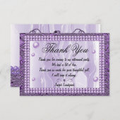 Paarse zijde, Paarse parels en Paarse Folie Dank u Notitiekaartje (Voorkant / Achterkant)