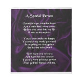 Paarse zijde - Speciaal gedicht Notitieblok (Voorkant)