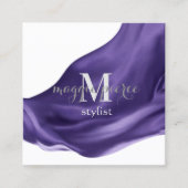 Paarse zijde vierkant Visitekaartje (Voorkant)