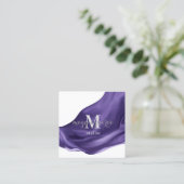 Paarse zijde vierkant Visitekaartje (Staand voorkant)